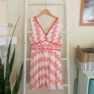Coral White Lace Eyelet Mini Dress